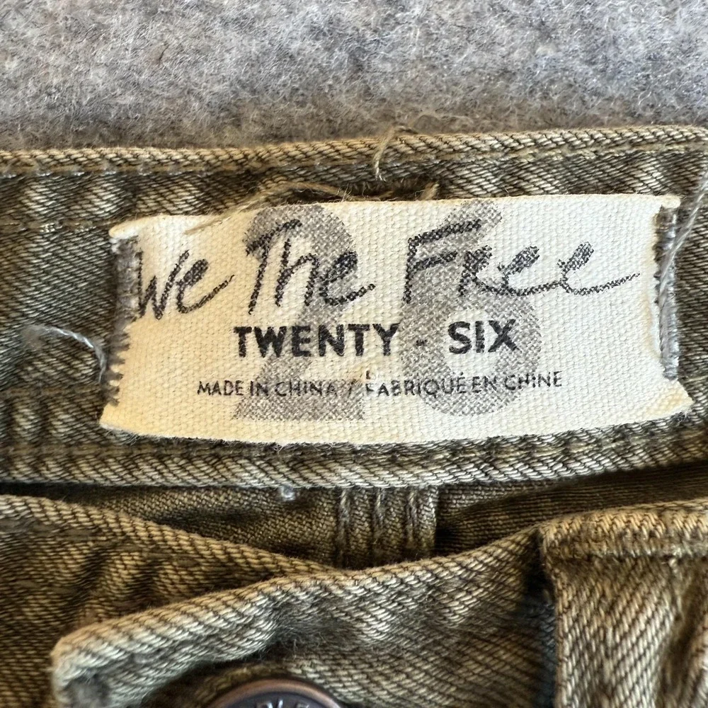 We The Free‎ Jeans Womens 26 Olive Green High Rise Carpenter Skinny Button Fly